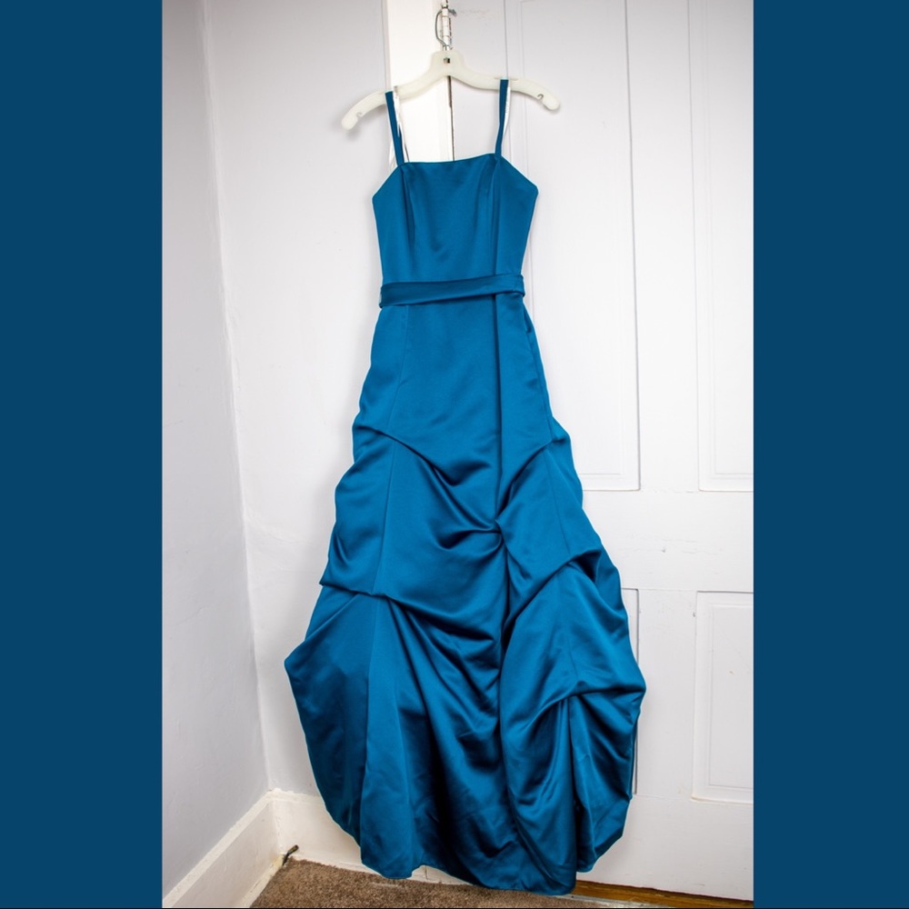 Blue Satin Ball Gown